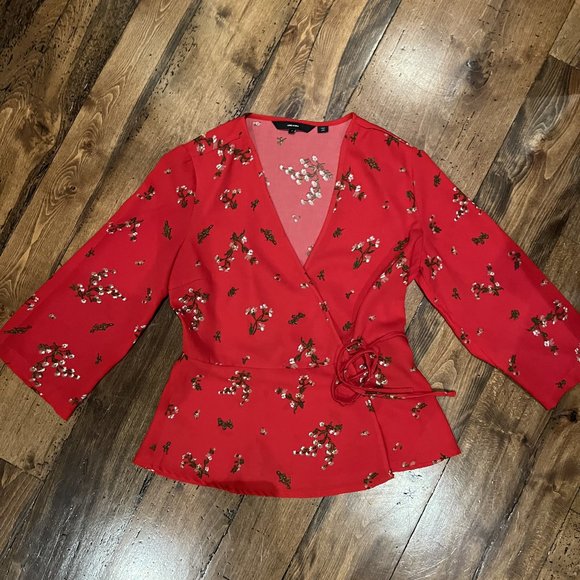Vero Moda red long sleeve wrap around top - Picture 1 of 3